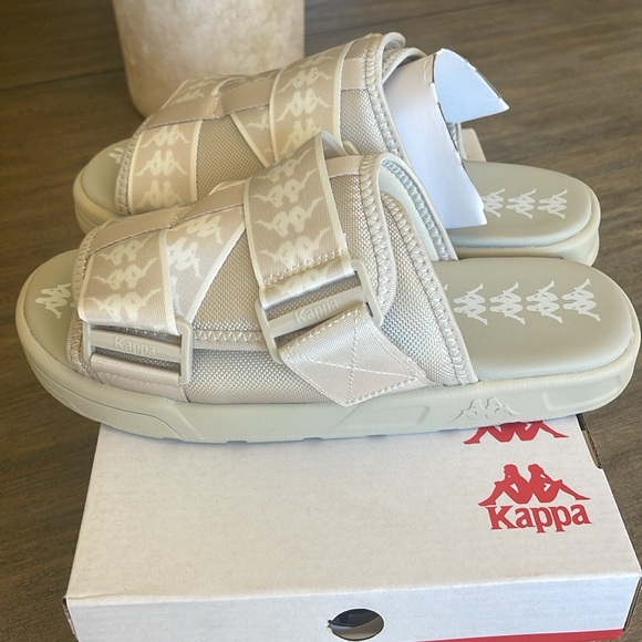NIB KAPPA UNISEX 222 BANDA MITEL 1 CHUNKY SOLE SLIDES BEIGE OFFWHITE EU43 SIZE10 - Picture 5 of 13